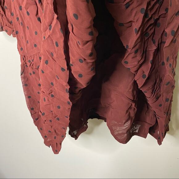 Ganni chocolate brown long sleeve mini Polka Dot Dress sz 38 US 6 - Picture 13 of 15